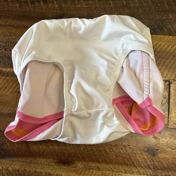 Primary Girls Size 4 Swim Shorts Pink Orange Striped - Picture 4 of 5